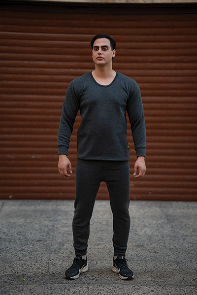 ست پیراهن شلوار گرمکن مردانه زغالی